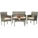 Patio Furniture Set 4 Pieces Outdoor Rattan Chair Wicker Sofa Garden Conversation Bistro Sets for Yard Pool or Backyard