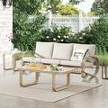 Furniture Outdoor 3-Piece Sofa Set Patio Conversation Furniture Set with One 3-Seater Sofa Coffee Table and Side Table Outdoor Deep Seating Aluminum Lounge Chairs