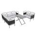 TOPMAX 5-Piece Modern Patio Sectional Sofa Set Outdoor Woven Rope Furniture Set with Glass Table and Cushions Grey+Black + Woven Rope + Foam + Modern + Garden & Outdoor + Sectional Seating Groups