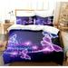 Butterfly Bedding Set Butterfly Duvet Cover Set Twin Full Queen King Size Blue Purple Butterflies Printed Comforter Cover Set for Girls Kids Teens 1 Quilt Cover 2 Pillowcases 3 Piece