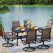durable Outdoor Dining Set 7 Piece Outdoor Furniture Set 6 Swivel Dining Chairs and Rectangular Metal Dining Table for Lawn Garden Yards Poolside