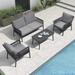 durable LEAF Patio Conversation Set 4 Pieces Aluminum Frame Rope Outdoor Patio Furniture with Coffee Table All-Weather Modern Deep Seating Sofa Set Outdoor Patio Set with Cushions Asco