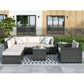 8 Piece Rattan Sectional Seating Group with Cushions Patio Furniture Sets Outdoor Wicker Sectional Front Porch Outdoor Patio Furniture Chairs Set