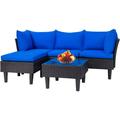 Patio Furniture Set 4 Pieces Outdoor Rattan Chair Wicker Sofa Garden Conversation Bistro Sets for Yard Pool or Backyard