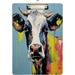 Acrylic Clipboards with Low Profile Clip A4 Standard Size 9 x 12.5 File Holder for Writing Drawing Clip Boards for Doctors Offices Funny Cow Farm Animals Gifts