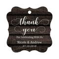 Darling Souvenir Custom Names Thank You For Celebrating With Us Wedding Hang Tags Personalized Party Tags-Dark Wood-100 Tags