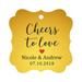 Darling Souvenir Cheers to Love Bottle Tag Personalized Wedding Favor Custom Hang Tags-Metallic Gold-100 Tags