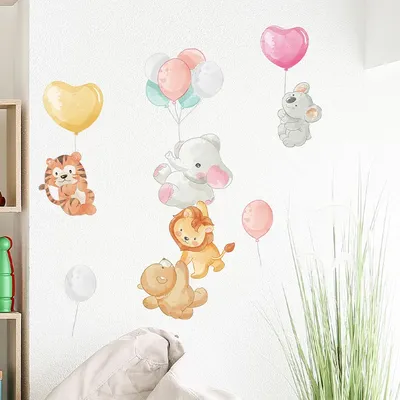 Cartoon Niedliche Tier Kombination Ballon Kinderzimmer Hause Wand Verschönerung Dekorative Wand Image