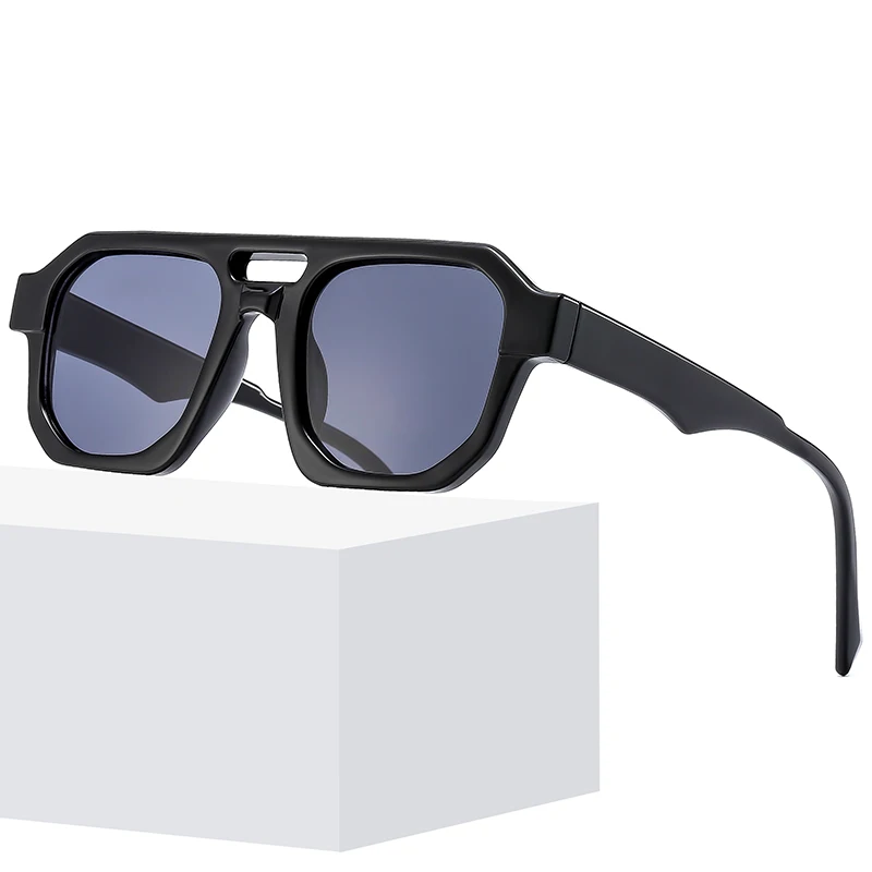 Mode Neue Anti UV400 Sonnenbrille Männer Doppel Strahl Pilot Sonnenbrille Frauen Anti Blau Licht Vereinfachte Design Flache Gläser Weibliche Image