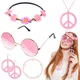 Hippie Kostüm Set 6 Stück 60er 70er Jahre Hippie Hippie Dressing Zubehör Hippie Party liefert Kostüm