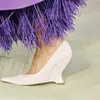 Marke Modenschau 10 cm High Heels 2023 Sommer Neue Dicke Heels Schwarz Weiß Spitz Mode Sexy frauen Größe 44 einzelne Schuhe