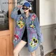 Potde miel Mode exquisite Strass Cartoon Jeans jacke weibliche Herbst lose übergroße Streetwear