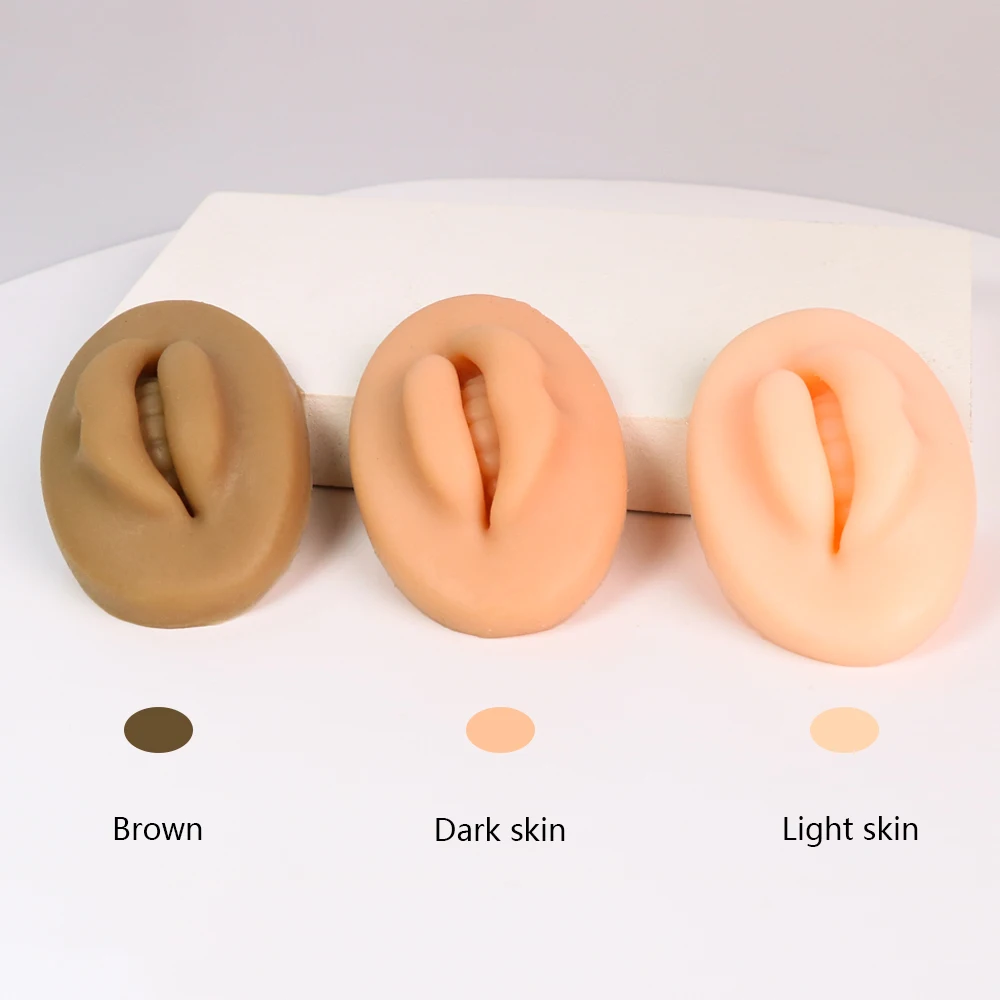 1 stücke Microb lading 5d Silikon Praxis Lippen Haut fair/dunkel/schwarz feste Lippen block für pmu Anfänger Training Tattoo Make-up-Tools Image