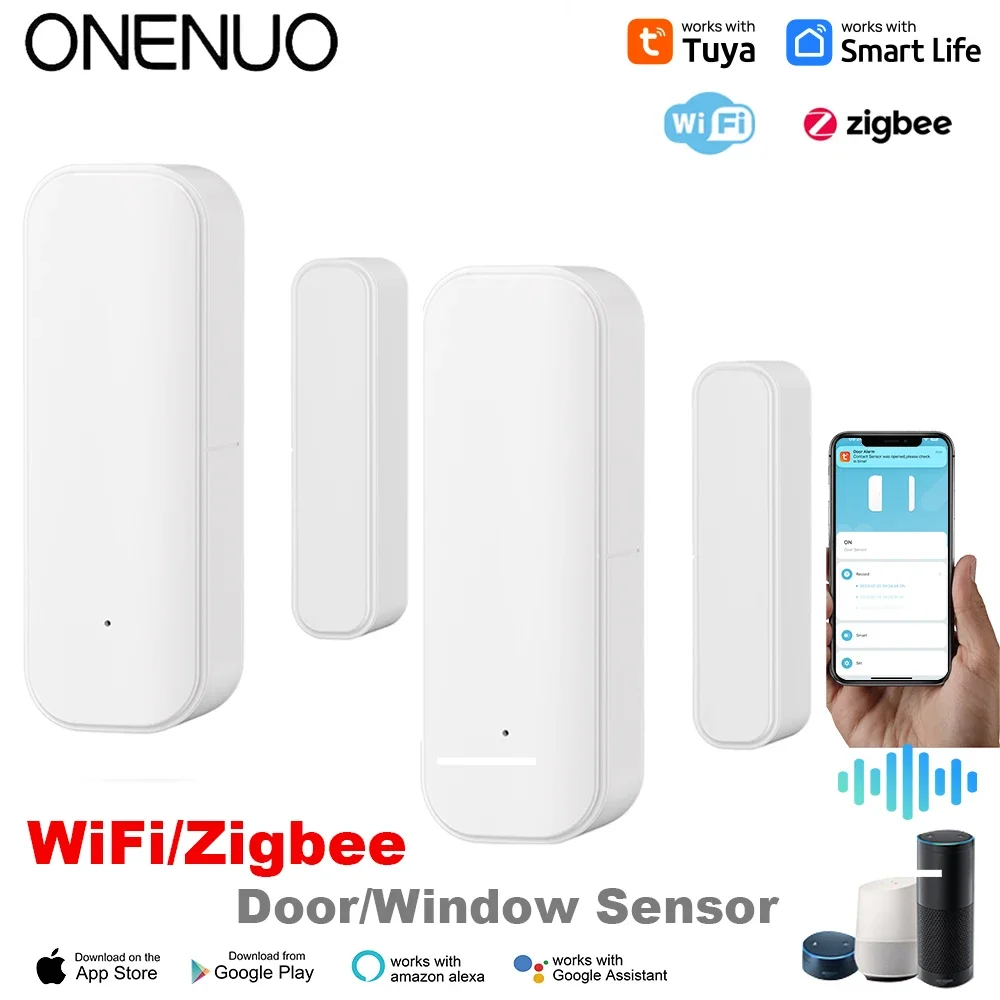 Tuya WiFi Zigbee Fenster Tür Sensor Mit Batterie Smart Home Sicherheit Alarm System Sprachsteuerung Über Alexa Google Home Smart Image
