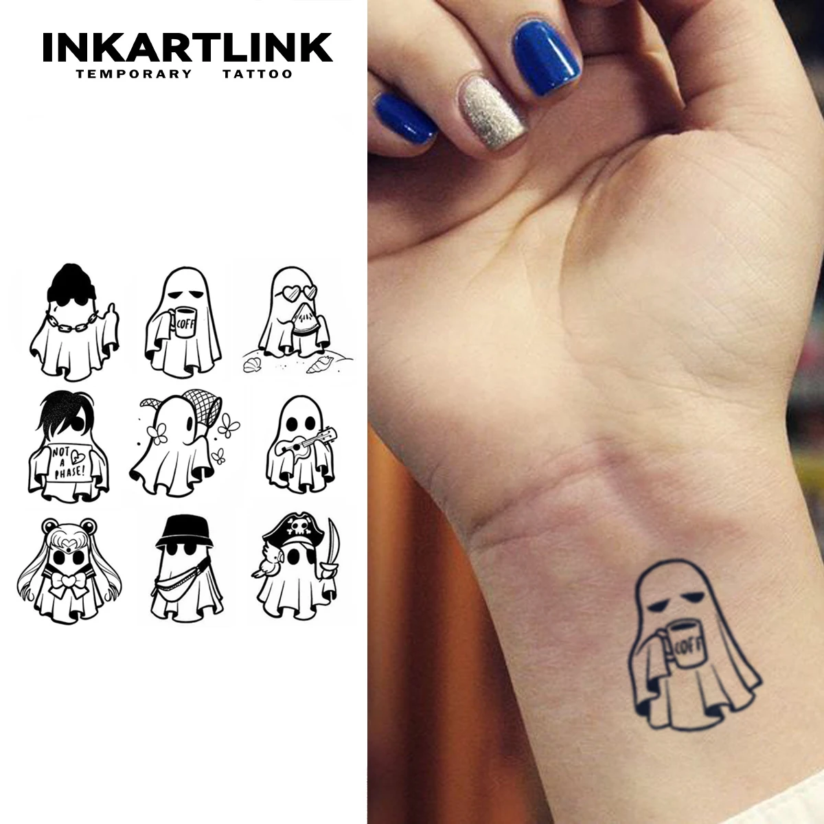 Geister-temporärer Tattoo-Aufkleber, wasserfestes magisches Tattoo, hält bis 15 Tage lang gefälschtes Tattoo, semi permanentes Tattoo Image