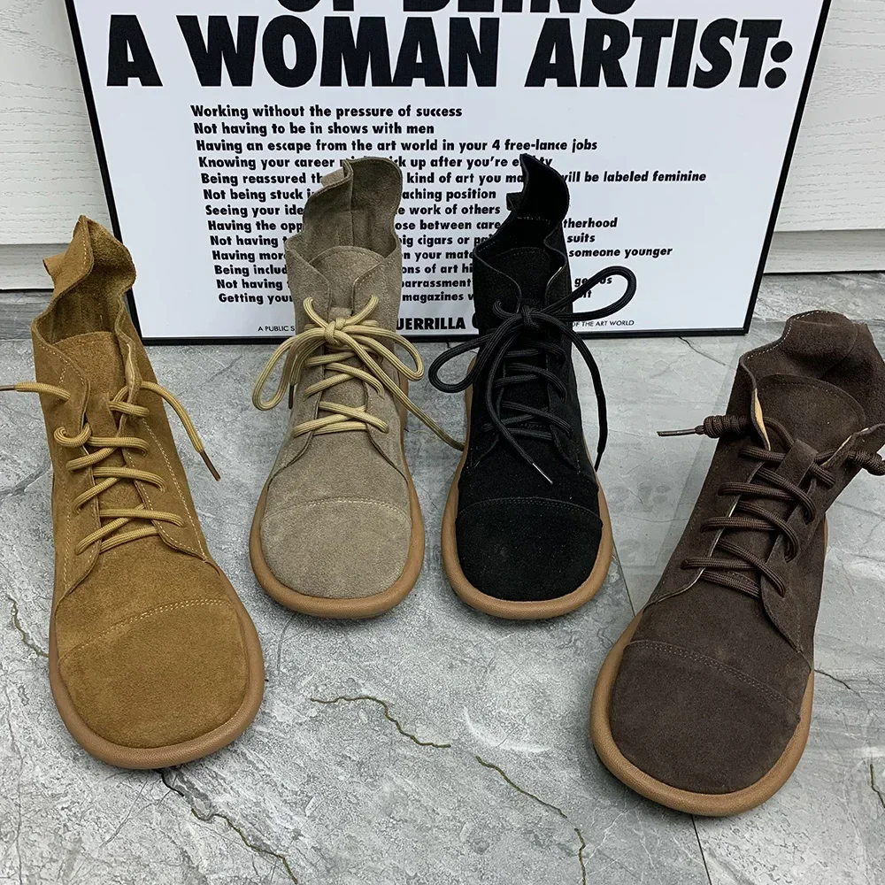 Leder Damen stiefel schnüren Herbst/Winter Ankels tiefel plus Größe lässige flache Stiefel Antislip warmes Fell Schneeschuhe Plüsch Damenschuhe