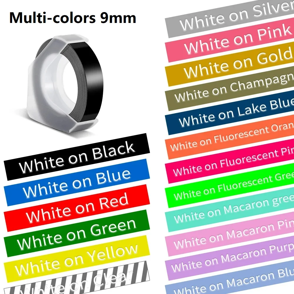 Neues Macaron 3d Plastik band 9mm für Dymo Präge etiketten band 9mm für Motex e101 e202 manuelle Schreibmaschine 12965 1610 Etiketten hersteller Image