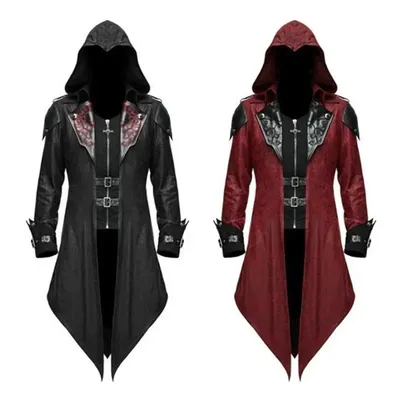 Attentäter Cosplay mittelalter lichen Mann Kostüm Streetwear Kapuzen jacken Outwear Kostüm Edward Creed Halloween Dress Up Outfit Party Image