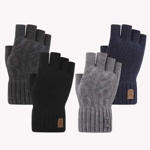Winter handschuhe für Männer Halb finger schreiben Büro Radfahren Strick handschuhe Studenten Alpaka