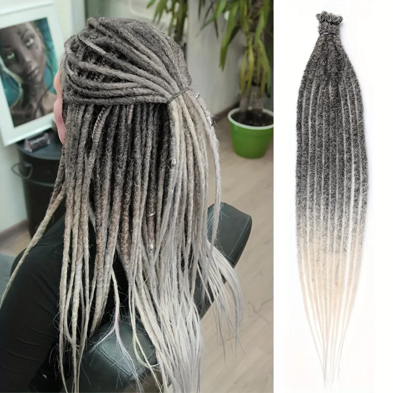 24-Zoll-Dreadlock-Erweiterungen, synthetische Loc-Erweiterungen, 0,6 cm, 100 % voller Kopf, handgefertigte permanente Dreadlocks-Erweiterung für Männer/Frauen Image