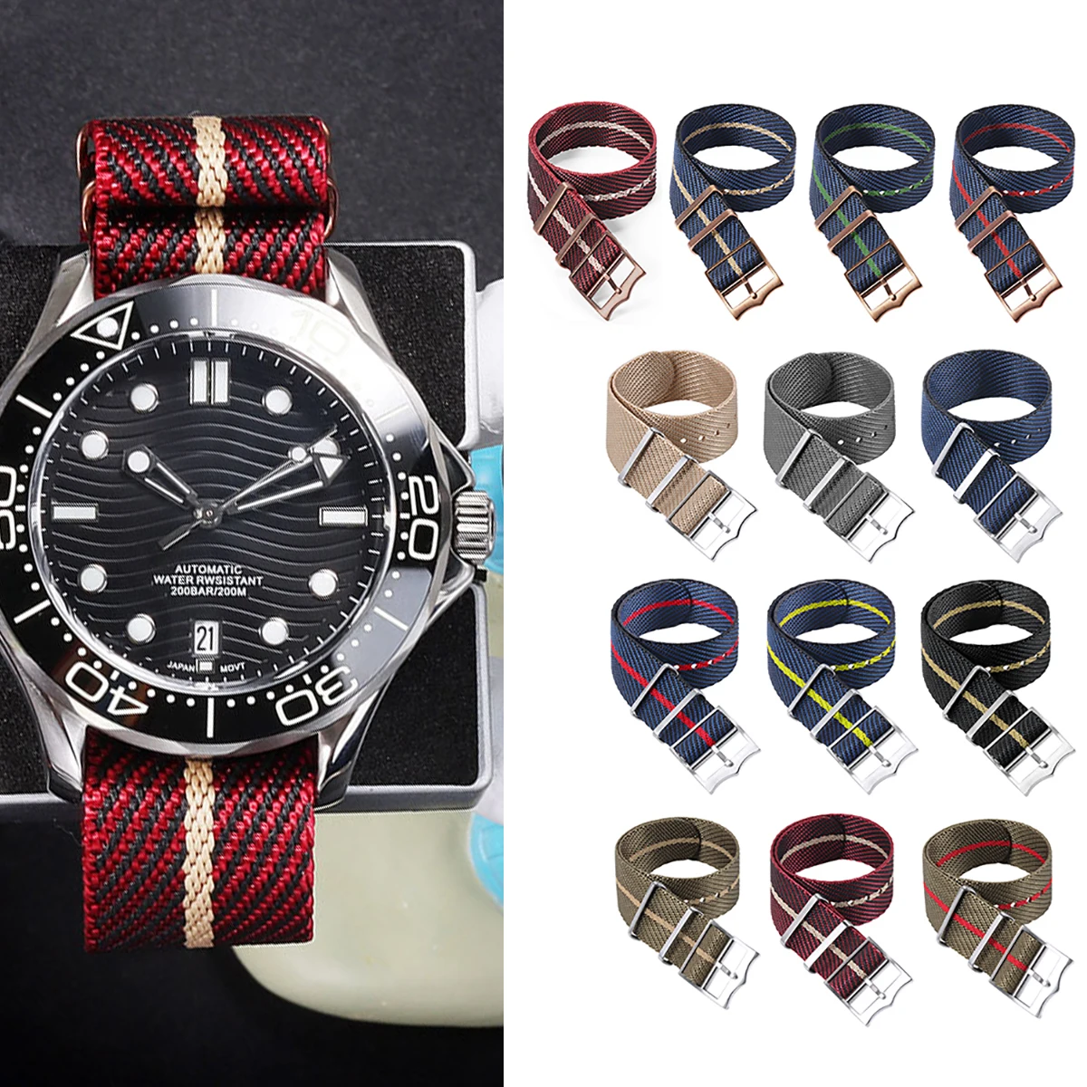 Universal Strap für Seiko Armband für Rolex Armband für Omrga Canvas Nylon Band 22mm 20mm Armband Uhr band Gürtel Image