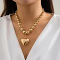 Große ccb Ball Perlenkette mit abnehmbaren Herz Anhänger Halskette für Frauen trend ige Damen Perlen