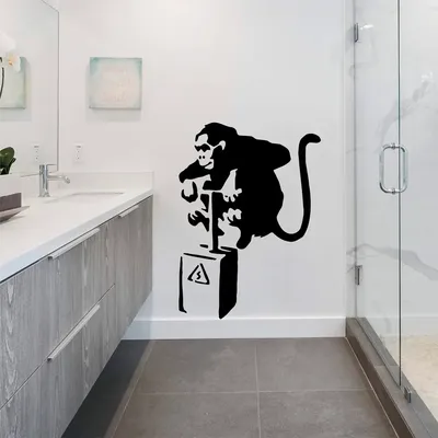 Banksy Affe mit Sprengstoff Wand Decals Vinyl Art Home Dekoration Wohnzimmer Schlafzimmer Aufkleber Abnehmbare Innen Dekor Murals G102 Image