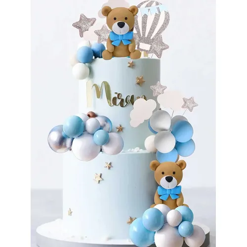 Satz von 17 Luxus blauen Bären Kuchen Dekoration Teddybär Kuchen Dekoration Baby Boy Kuchen