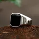 Retro schwarzer Onyx Ring für Männer Metall klassische Modedesigner Ring hand gefertigten Schmuck