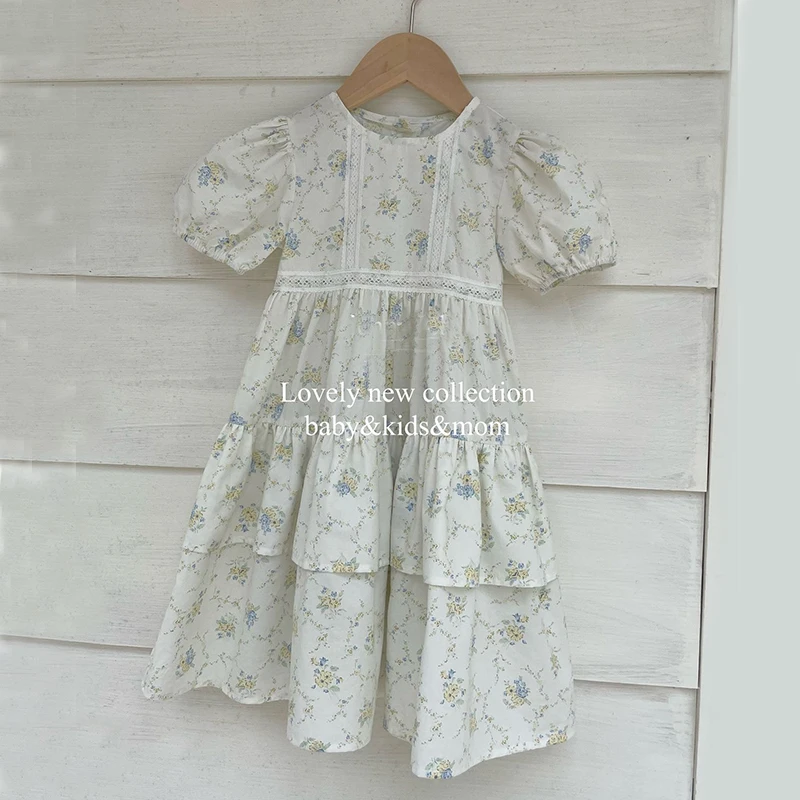 Kleinkind Mädchen Blumen Prinzessin Kleid Kleines Mädchen Baumwolle Kurzarm Spitze Tutu Party Kleid für Sommer Casual Kleider Kinder Kleidung Image