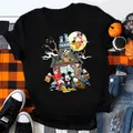 Lustige Mickey Maus Kürbis Print Halloween T-shirt Schwarz Hipster Trend Disney Frauen Kleidung