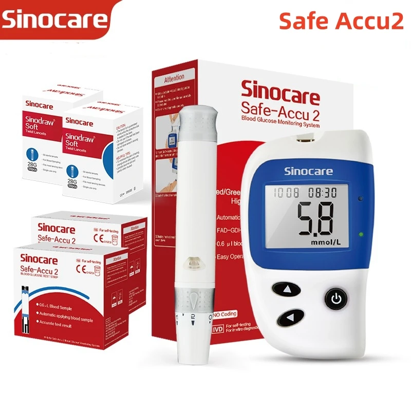 Sinocare Safe Accu2 Blutzuckermessgerät 50/100 Stück Teststreifen Blutzuckermessgerät Diabetes-Test oder Teststreifen Image
