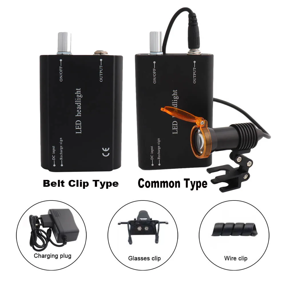 Dental-Scheinwerfer, Scheinwerfer, 5 W, gelber Filter für Lupen, Labor, medizinische Lupe, Vergrößerung, Fernglas, 2 Batterien zur Auswahl Image