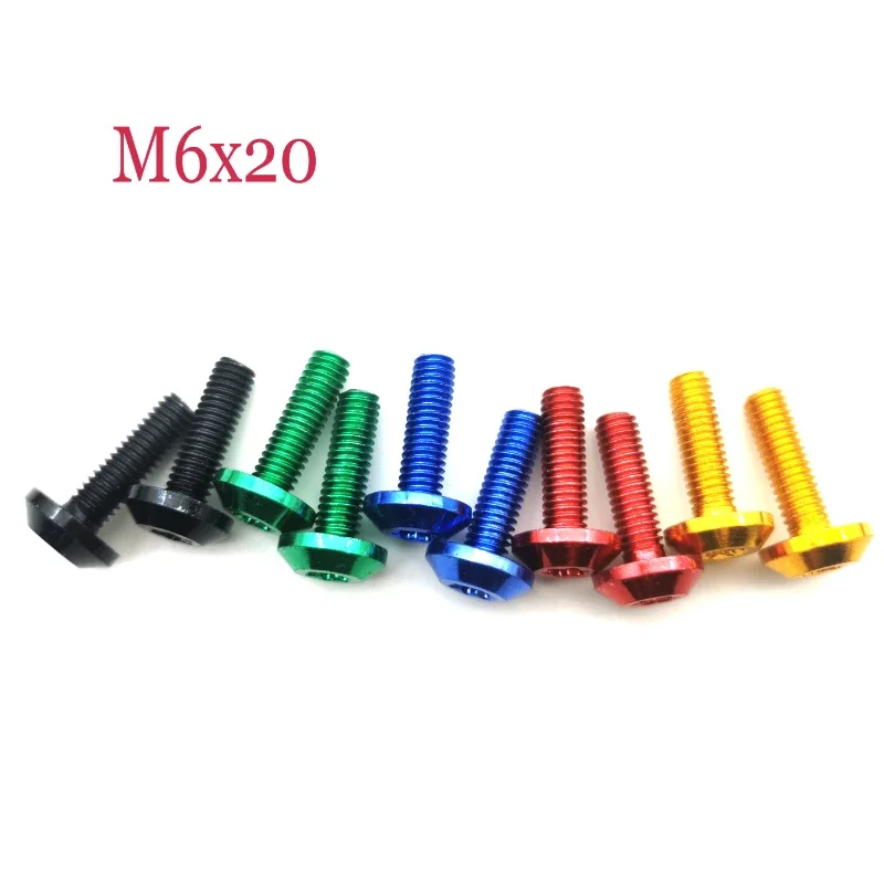 10 Stück Schrauben Schraube Schwarz Aluminium Verzierung M6 x 20 mm Motorrad Rot eloxiert 25 mm Schrauben Rote Schrauben M6 Kappenkopf Image