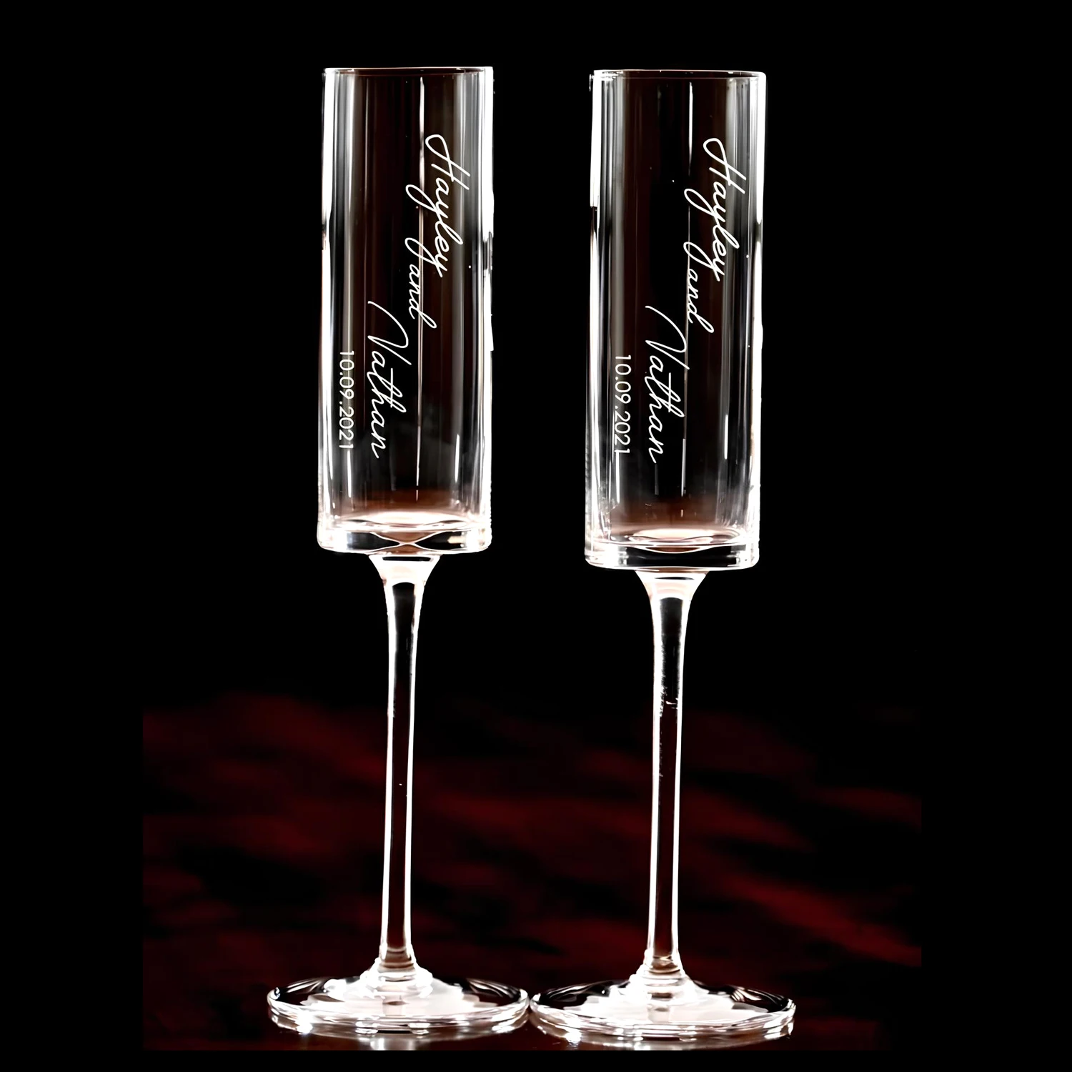 Benutzerdefinierte Hochzeitsflöte, Personalisierung Hochzeit Champagnerflöte, Geschenk für das Paar, Lasergravur Name Champagnerflöte Image