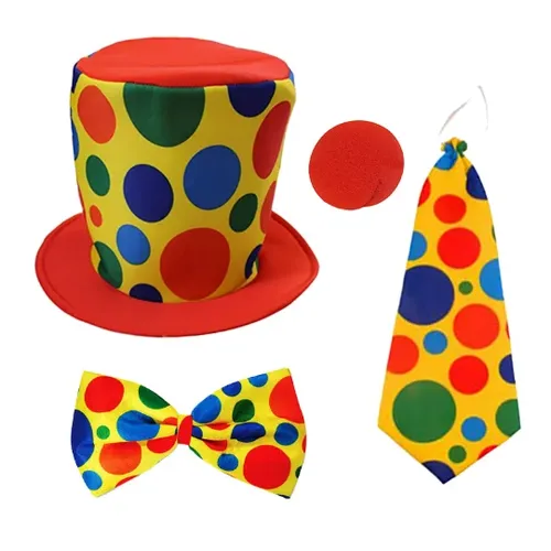 Pesenar Clown Kostüm-Clown Hut Jumbo Krawatte & Clown Nase-Clown Zubehör