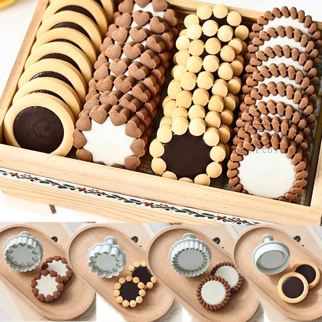 Schokolade Sandwich Kekse Blumen Ausstecher 3D Keksform Pressbarer Fondant Stempel Neujahr Kuchen Dekor Backzubehör Image