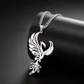 LIKGREAT Phoenix Vogel Schönheit Charme Anhänger Halskette Edelstahl Punk-Stil Engel Flügel Firebird
