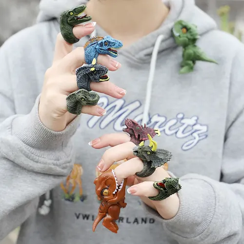 6 Stück Dinosaurier Tier Riesen Drachen ringe Spielzeug Cartoon Hand puppe Finger puppe Baby Kinder