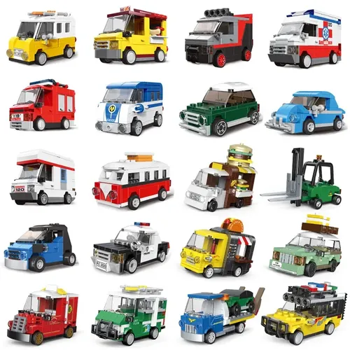 Rennwagen Bus Engineering Fahrzeug Krankenwagen zurückziehen Modellbau steine Ziegel Spielzeug