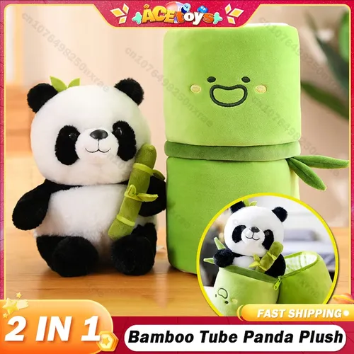 2 in 1 Bambus rohr Panda Set Plüsch tier niedlichen Plüschtiere Stofftier Bär Puppe Kinder