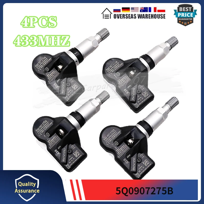 4PCS TPMS Auto Reifendruck Monitor Sensor 433MHZ 5Q 0907275 B 5Q 0907275 Für Audi Q7 TT SKODA Kodiaq BENTLEY PORSCHE i718 VW Arteon Image