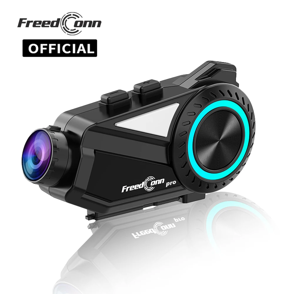 Freedconn R3 Pro Group Helm Bluetooth Headset Intercom DVR Dash Cam WiFi Video Recorder 1440P APP Musik FM für Motorrad Image