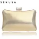 SEKUSA Einfache Design Metall Diamanten Abend Taschen Schwarz/Gold/Silber Kette Schulter Tag