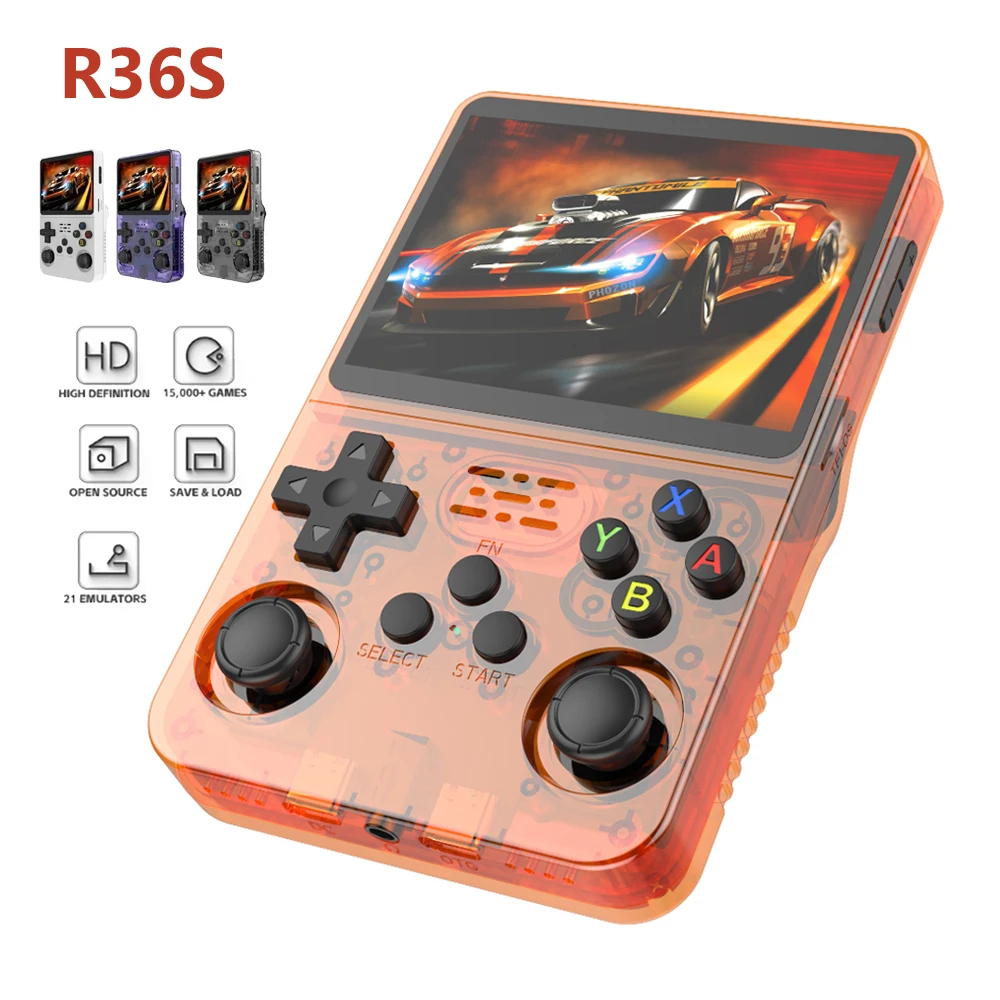 R36s Retro Handheld Videospiel konsole Linux-System 3,5 Zoll ips Bildschirm tragbare Tasche Video-Player 64GB RG35s plus 128g Geschenke
