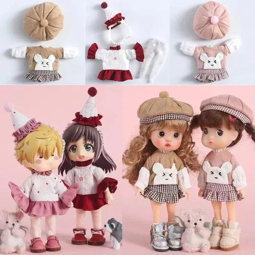 Neue Suki Prinzessin Kostüm ob11 Puppe Kaninchen Anzug Puppe Hosenträger Rock Puppe Baskenmütze für