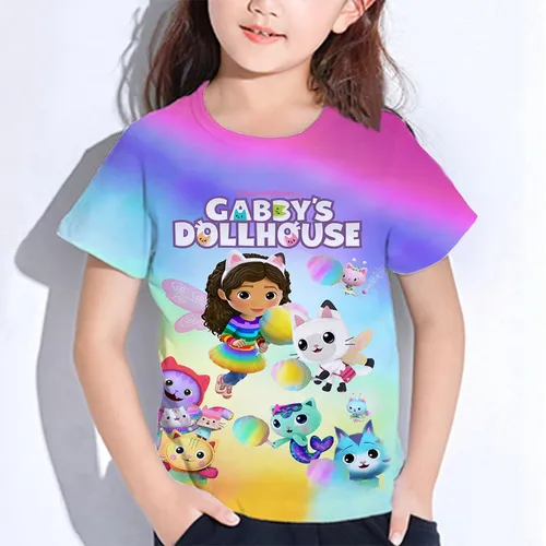 Kinder Gabby Puppenhaus T-Shirts Gabby Katze kurze Ärmel Kleinkind Sommer Kurzarm T-Shirt Jungen