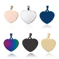 5 Stück Edelstahl Herz Erkennungs marken Anhänger ID Halskette Unisex Schmuck 6 Farben Doppelseiten