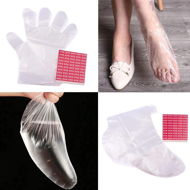 Einweg PE Transparent Leere Hand Handschuhe Fuß Abdeckungen Paraffin Bad Peeling Maske Behandlung Tasche Image
