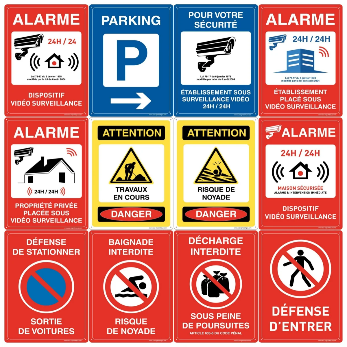 Panneau De Signalisierung Aluminium Rigide,Alarme Vidéo,Accès Interdit Propriarias,Achtung,Défense D'entrer,Parkierungsschild Image
